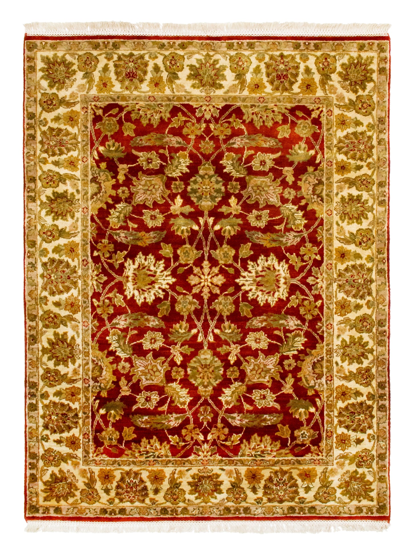 Traditional Indian Red Green Wool Rug product image #29666474492074