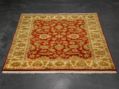 Traditional Indian Red Green Wool Rug-id3
