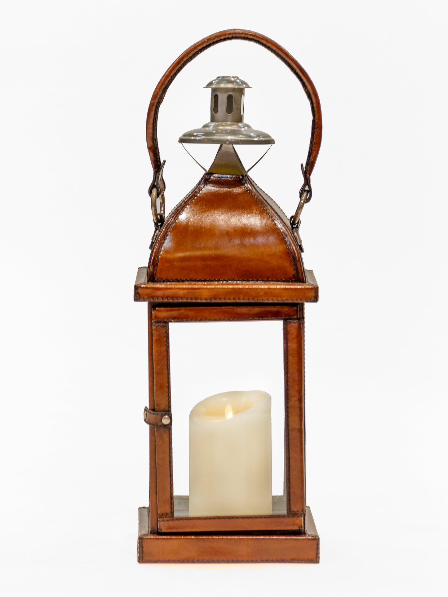 Leather Candle Lantern L product image #29720200380586