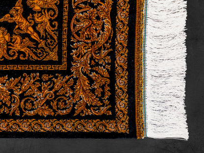 Machine Made Black and Gold Persian Rug-id4
