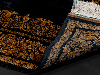 Machine Made Black and Gold Persian Rug-id5
