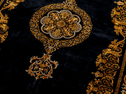 Machine Made Black and Gold Persian Rug-id6
