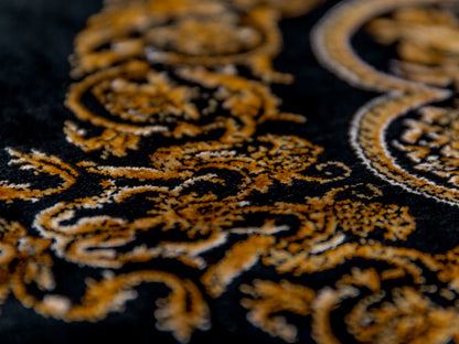Machine Made Black and Gold Persian Rug-id7
