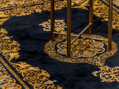 Machine Made Black and Gold Persian Rug-id8
