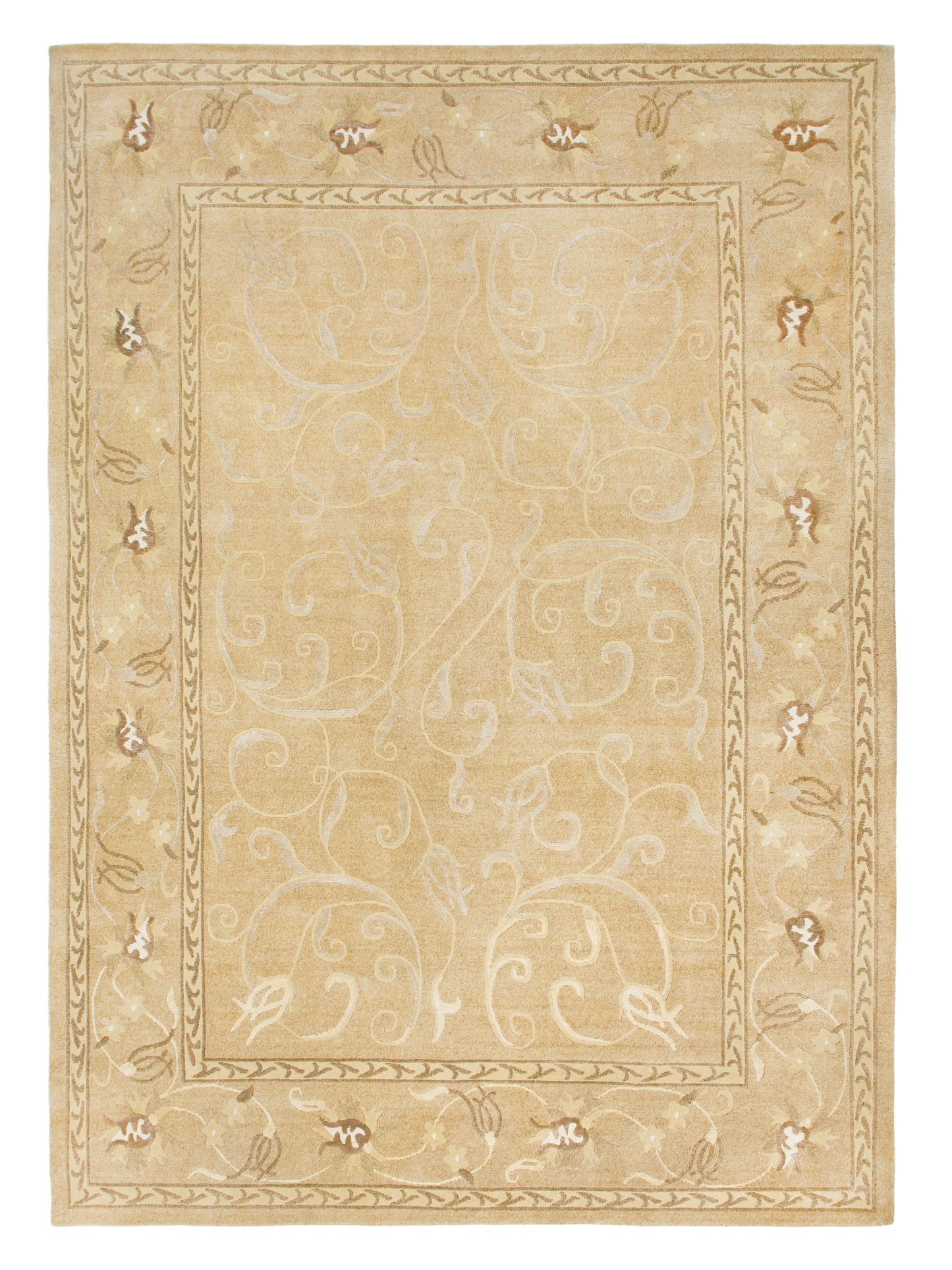 Modern Wool And Silk Handmade Area Rug