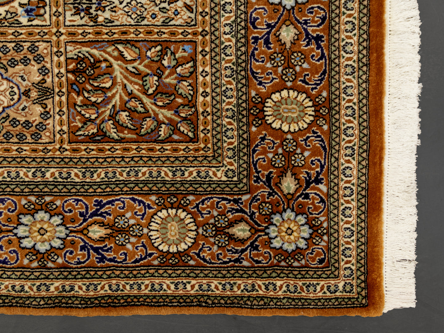 Hand-knotted Persian Wool Brown Rug "4 seasons"