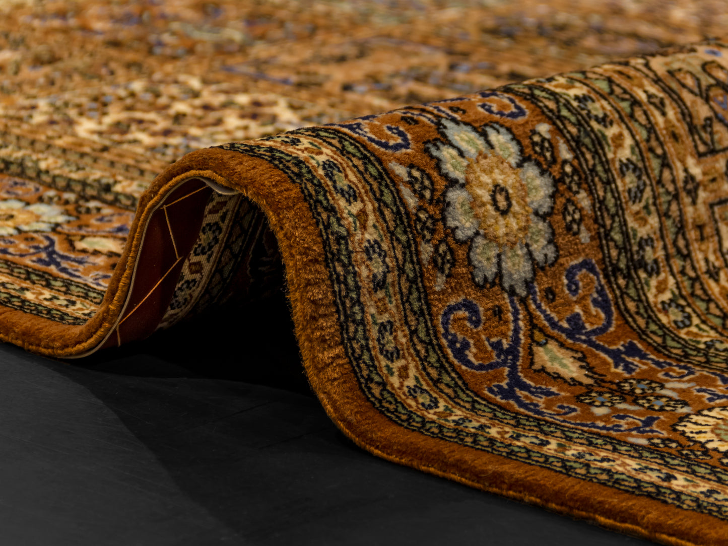 Hand-knotted Persian Wool Brown Rug "4 seasons"