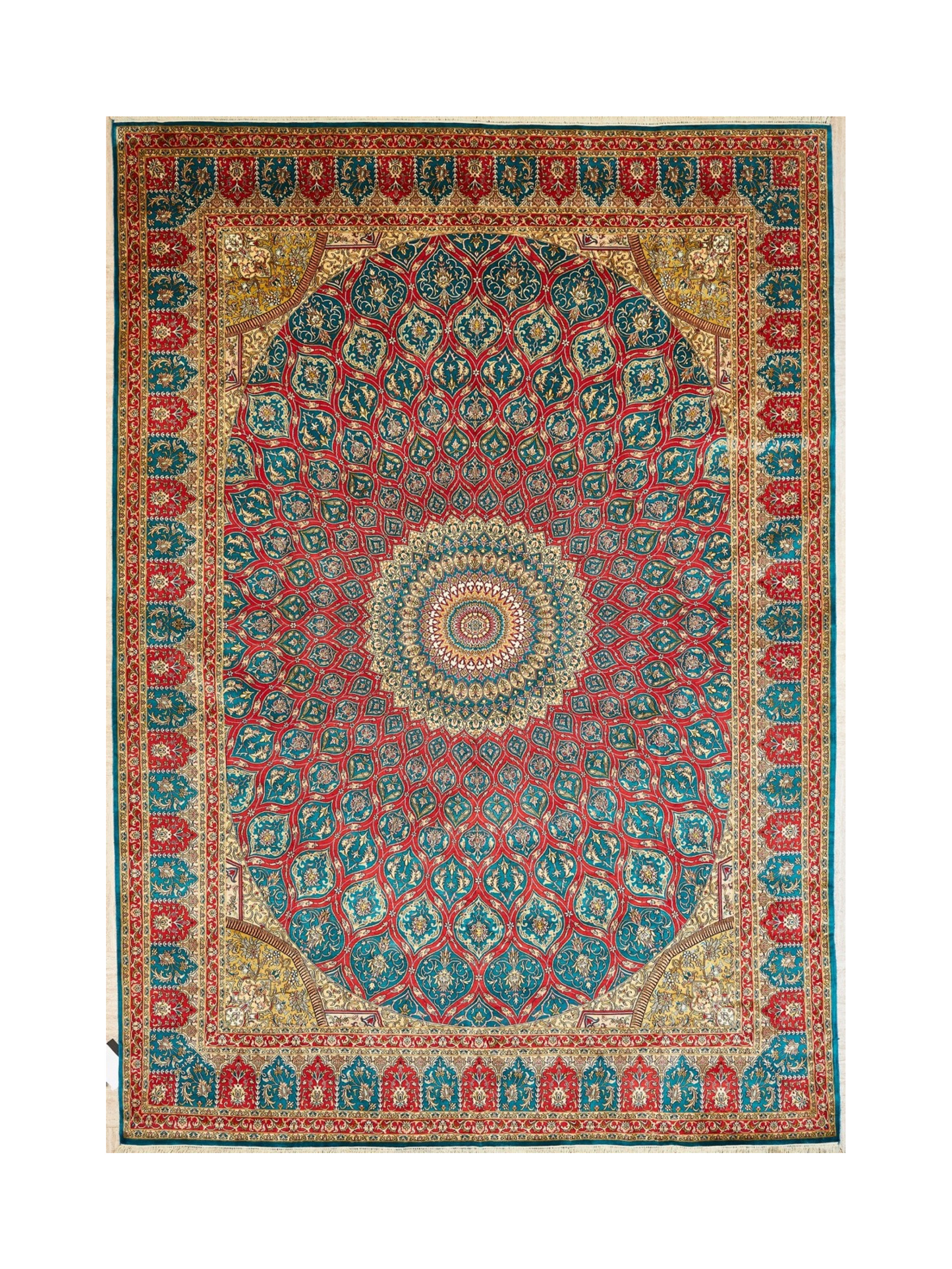 Indian Kashmir Handmade Silk Rug With Persian Design