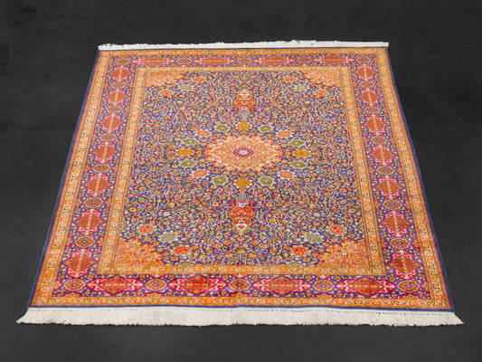 Handmade Fine Pure Silk Ardebil   Carpet With Medallion