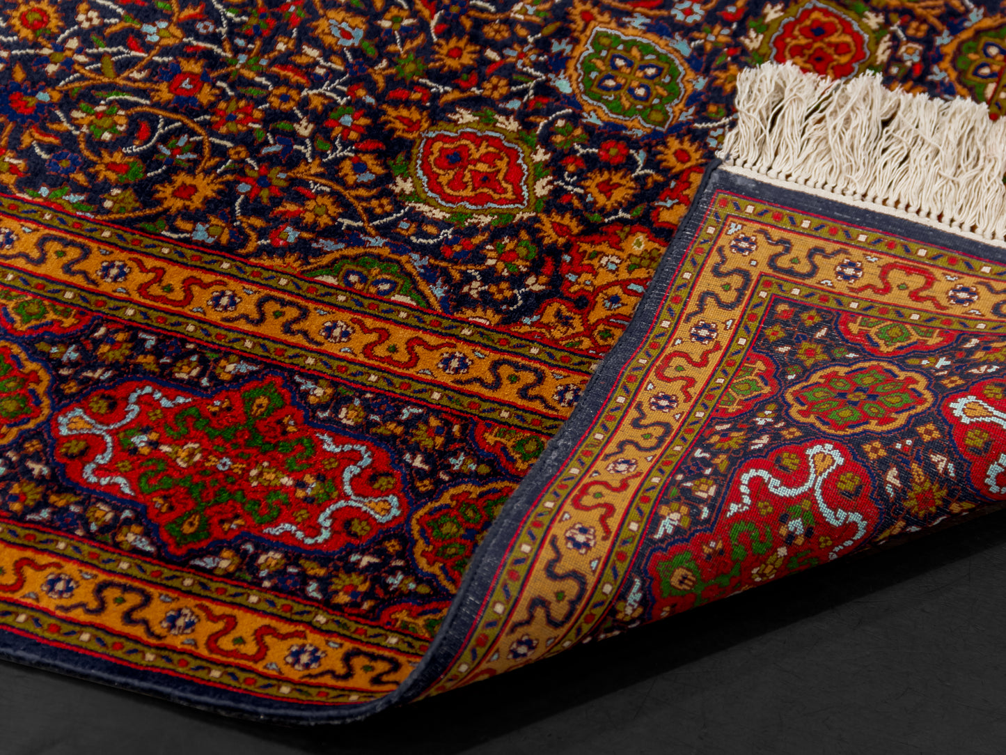 Handmade Fine Pure Silk Ardebil Carpet With Medallion