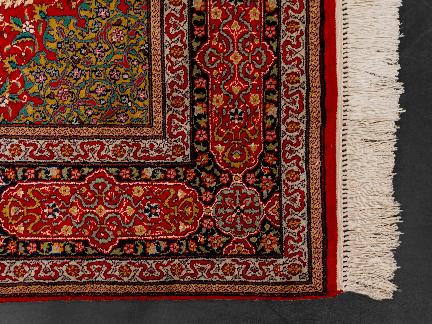 Handmade Fine Pure Silk Ardebil Carpet With Medallion