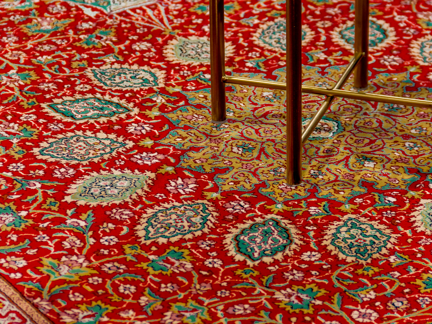 Handmade Fine Pure Silk Ardebil Carpet With Medallion