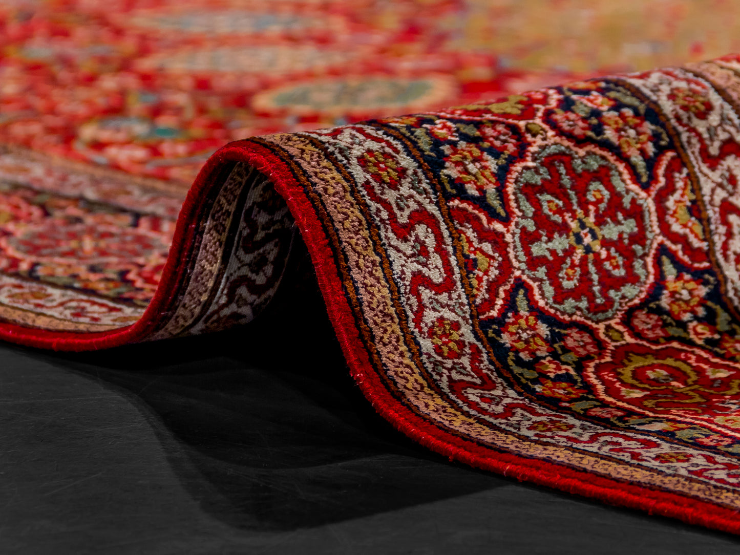 Handmade Fine Pure Silk Ardebil Carpet With Medallion