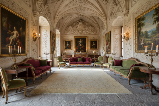 547 - Fine Handmade Kashmir Oversized Rug With Floral Persian Design