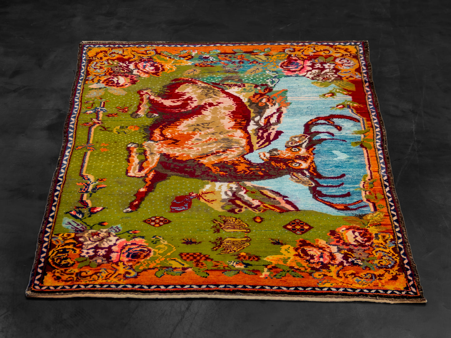 Garabagh Armenian Fine Rug with Antique Design Wool Handmade Carpet