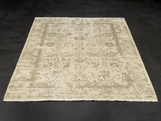 Silver Hand-knotted Modern Rug