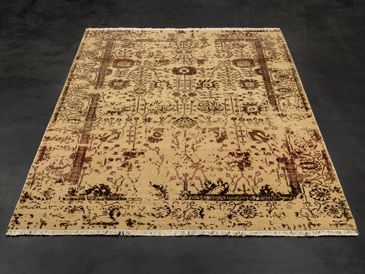 Wine/Beige Modern Indian Rug