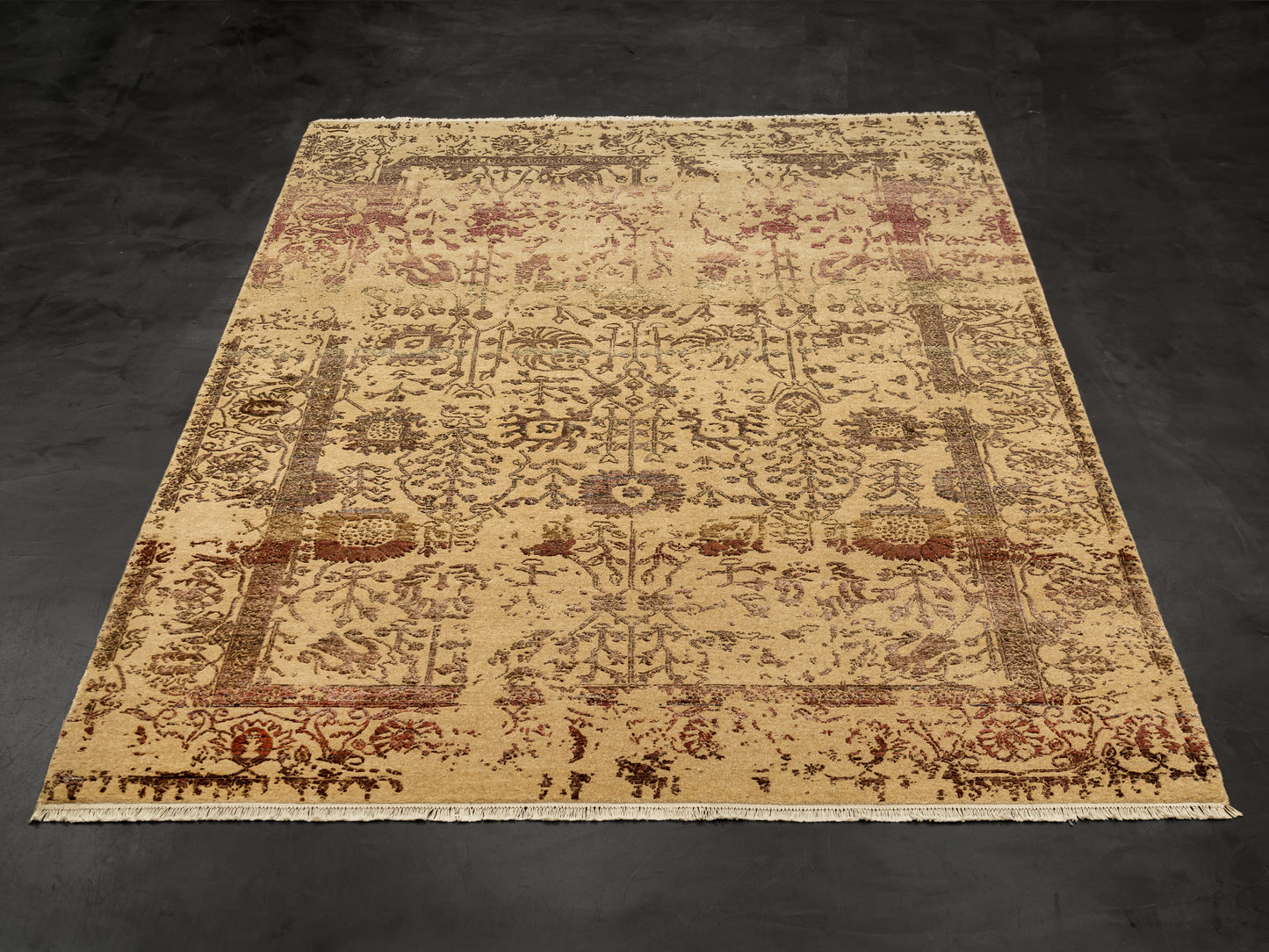 Wine/Beige Modern Indian Rug