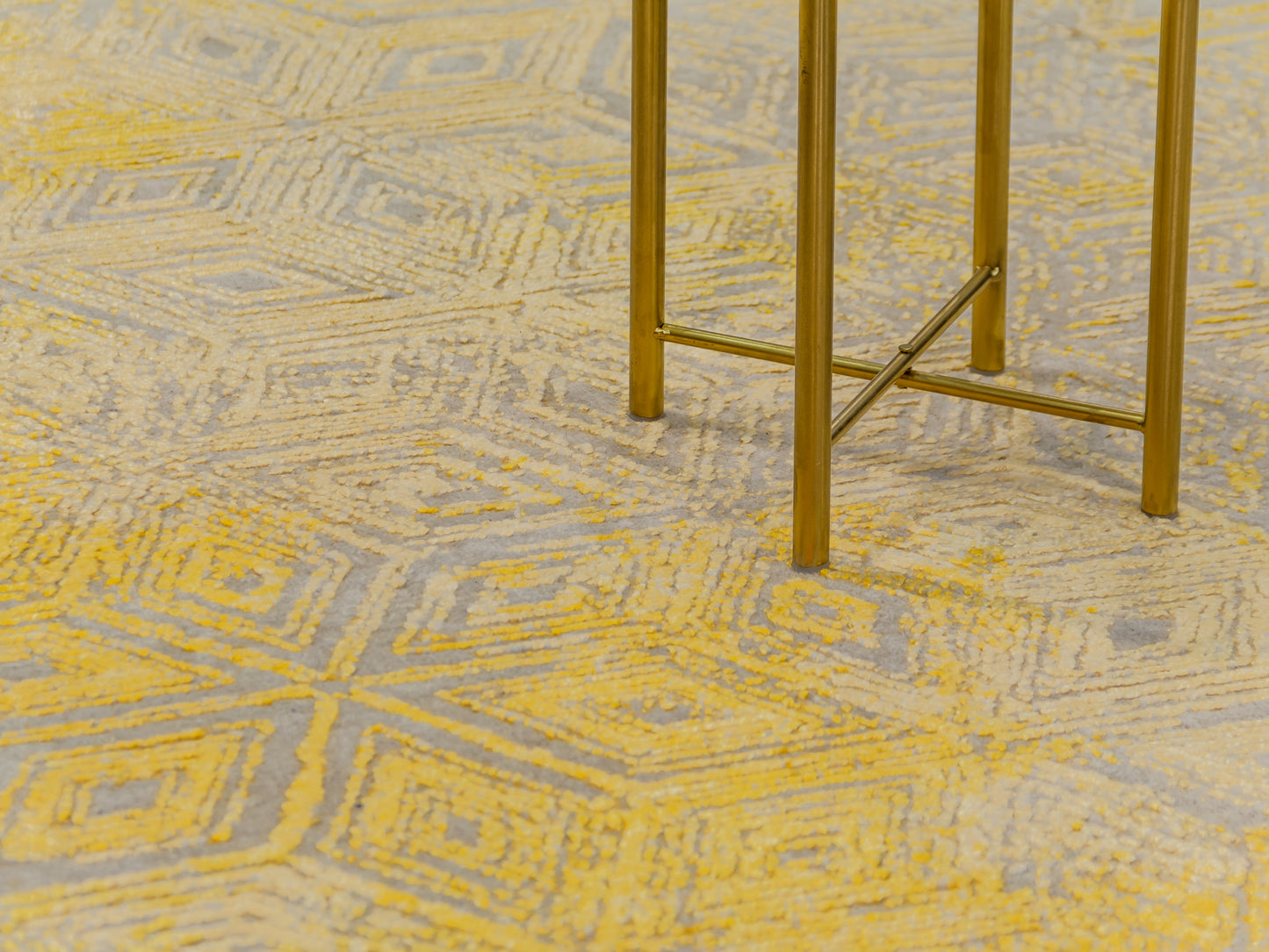 Gold Indian Modern Hand-knotted Carpet