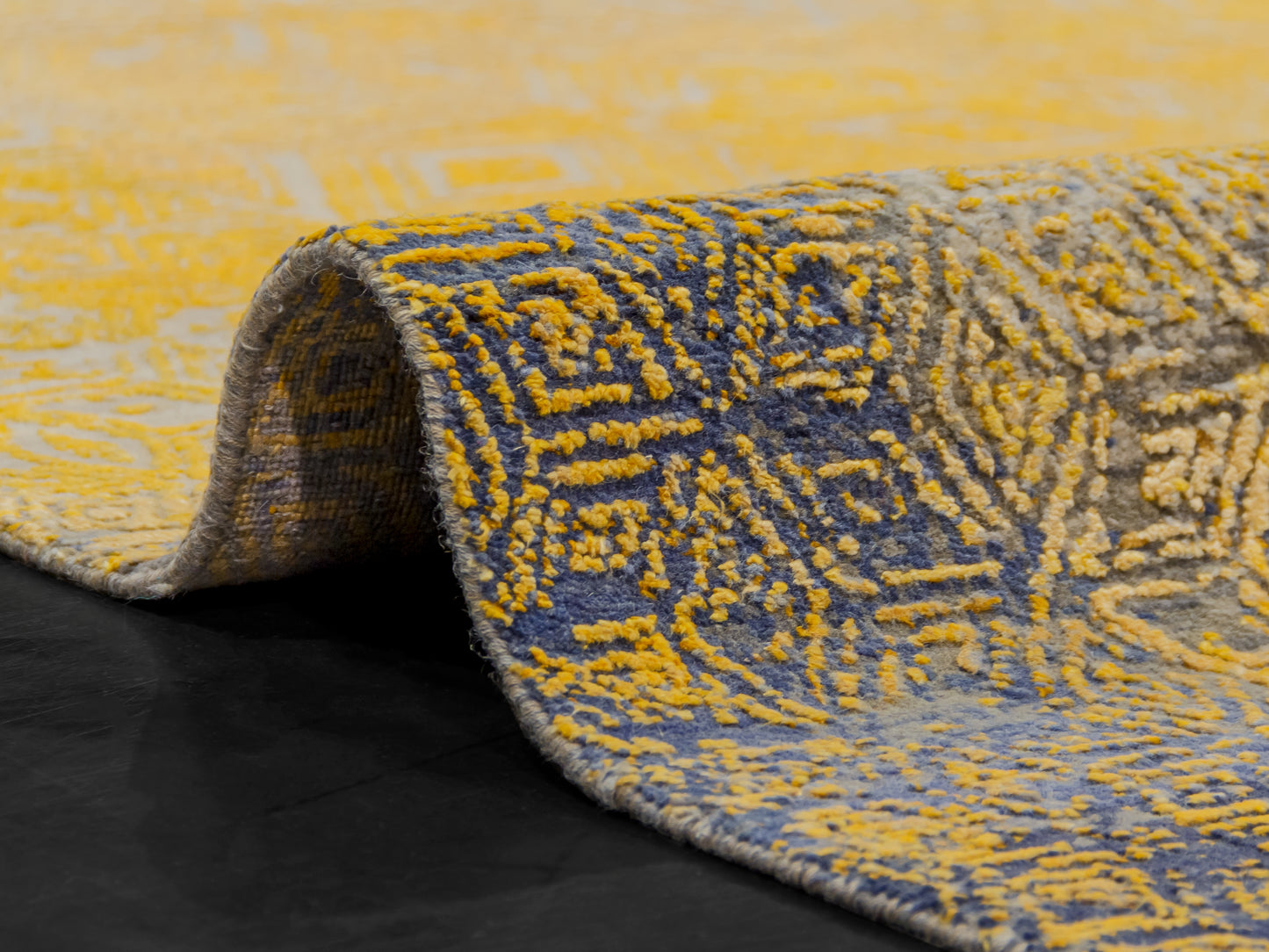 Gold Indian Modern Hand-knotted Carpet
