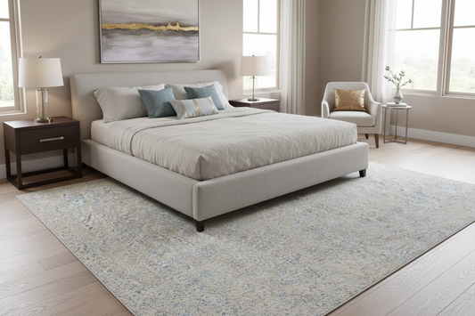 537 - Modern Hand-Knotted Wool & Silk Oushak Design Rug