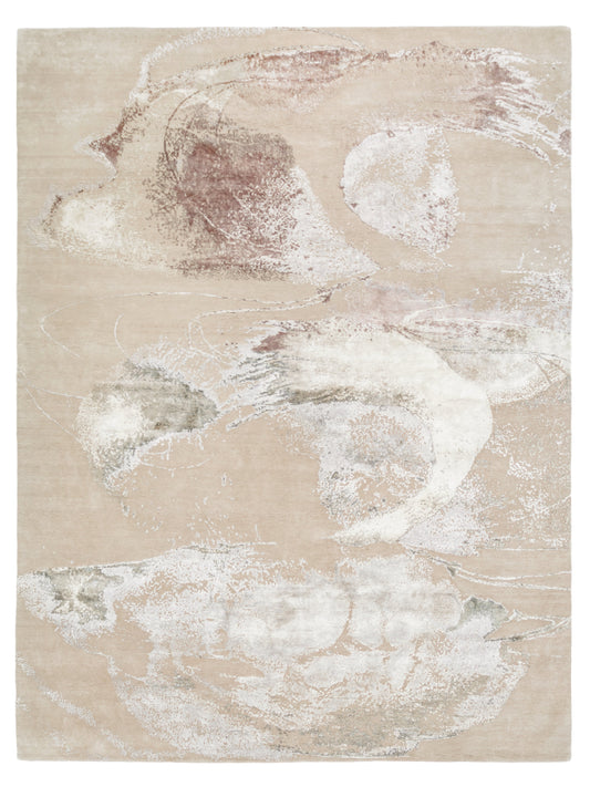 Abstract Modern Nepal Wool Silk Area Rug