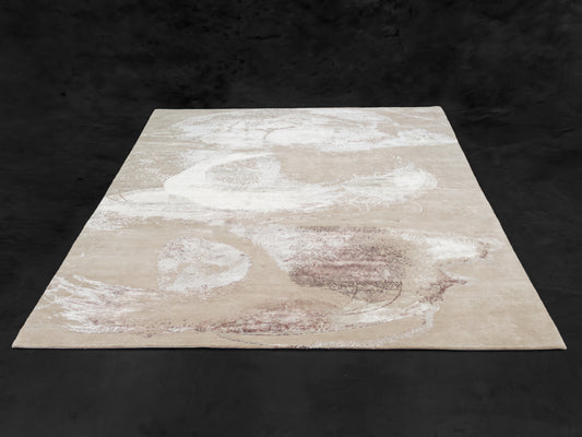 Abstract Modern Nepal Wool Silk Area Rug