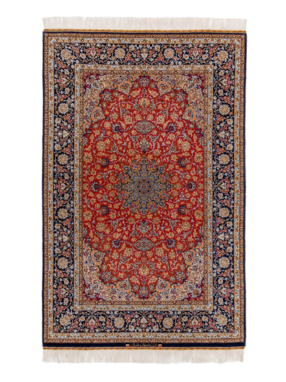 Persian Isfahan Handmade Wool And Silk Rug.-id1
