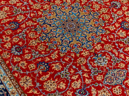 Persian Isfahan Handmade Wool And Silk Rug.-id6
