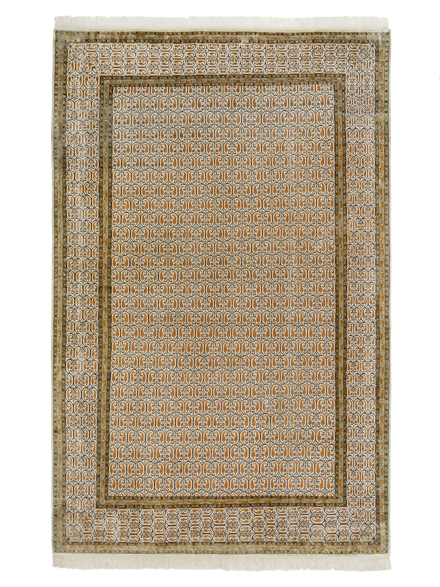 Kashmir Pure Silk Area Rug Herati Seamless Brown Pattern product image #29734139035818