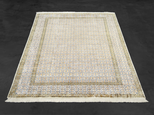 Kashmir Pure Silk Area Rug Herati Seamless Brown Pattern