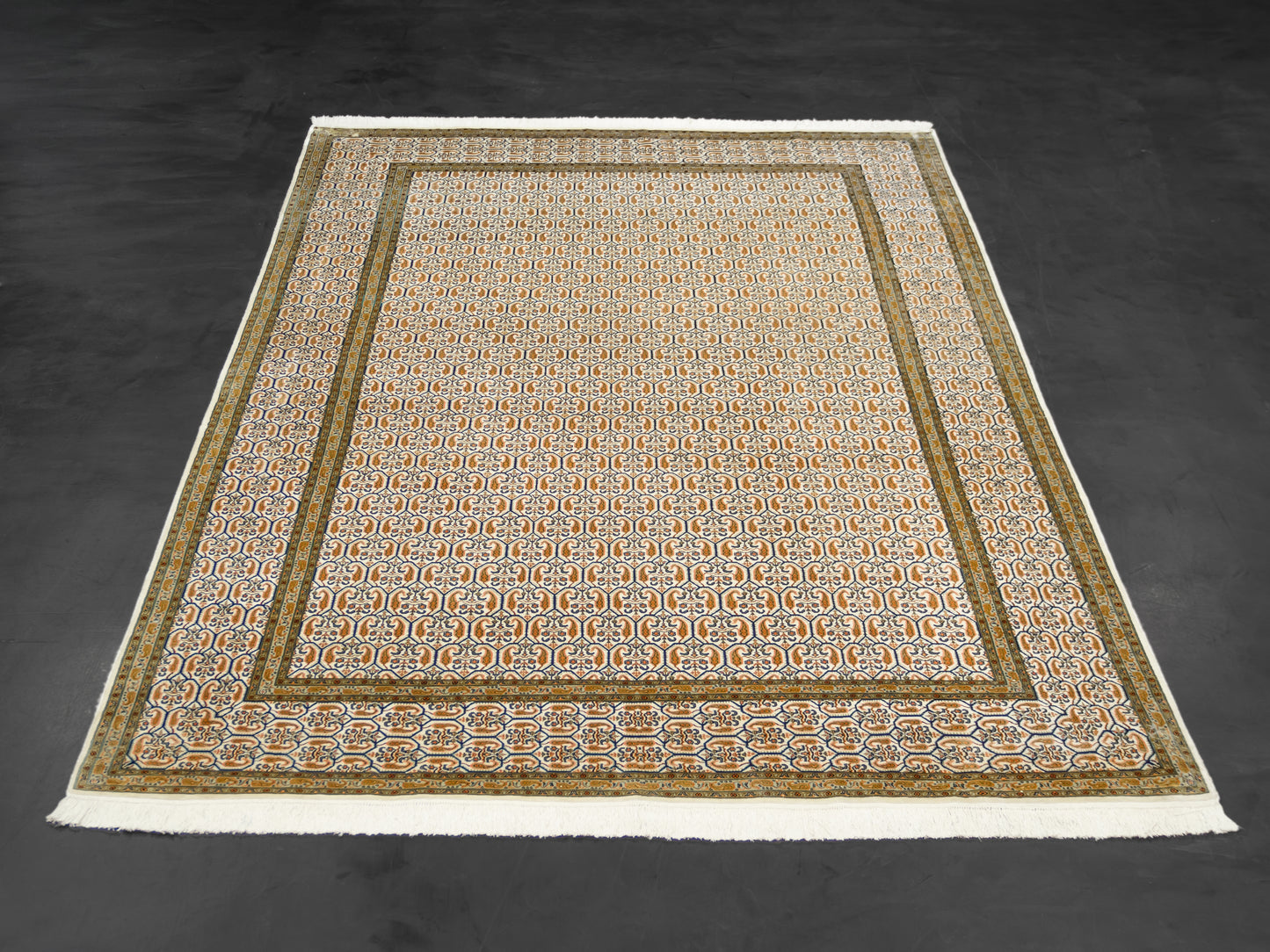 Kashmir Pure Silk Area Rug Herati Seamless Brown Pattern product image #29734139101354