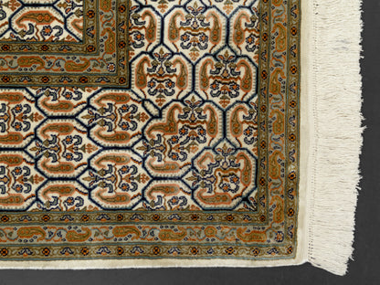 Kashmir Pure Silk Area Rug Herati Seamless Brown Pattern-id4
