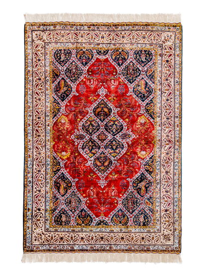 Fine Handmade Silk Persian Qom 4x6-id1

