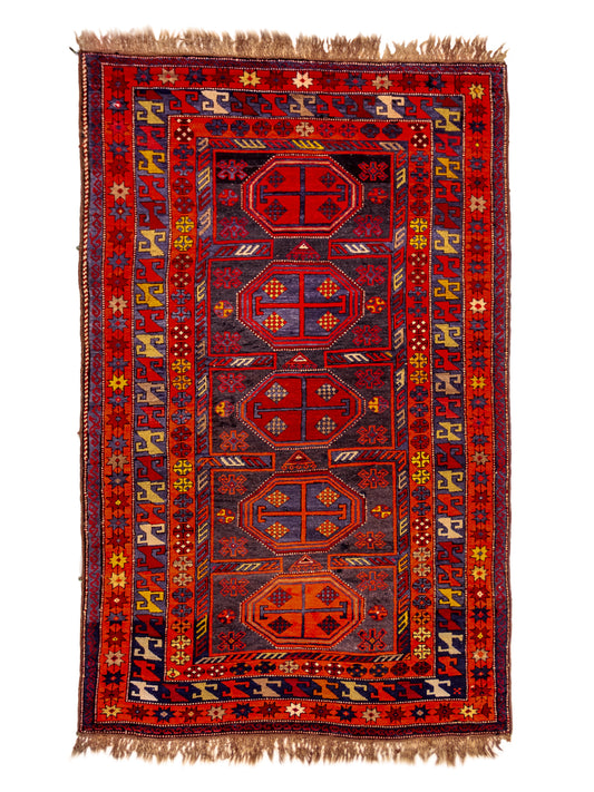 Blue Orange Handmade Armenian Antique Area Wool Rug
