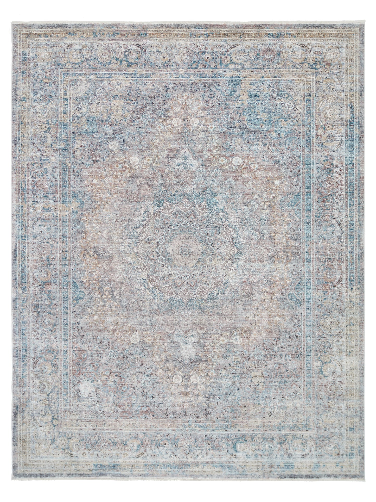 Persian Design Traditional Silk Blue Area Rug product image #29778779537578