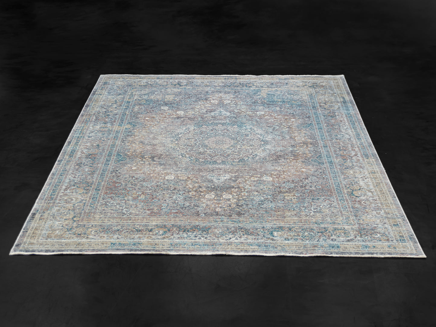 Persian Design Traditional Silk Blue Area Rug product image #29778779603114