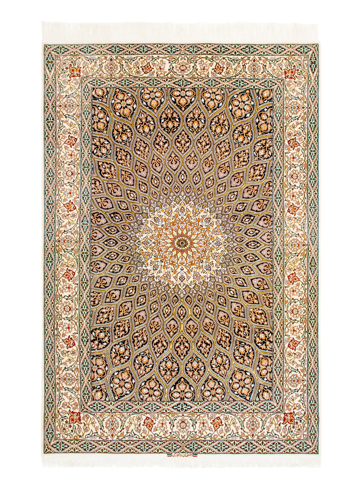 Persian Isfahan Gonbad Wool And Silk Rug