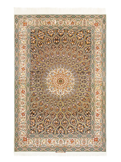 Persian Isfahan Gonbad Wool And Silk Rug-id1
