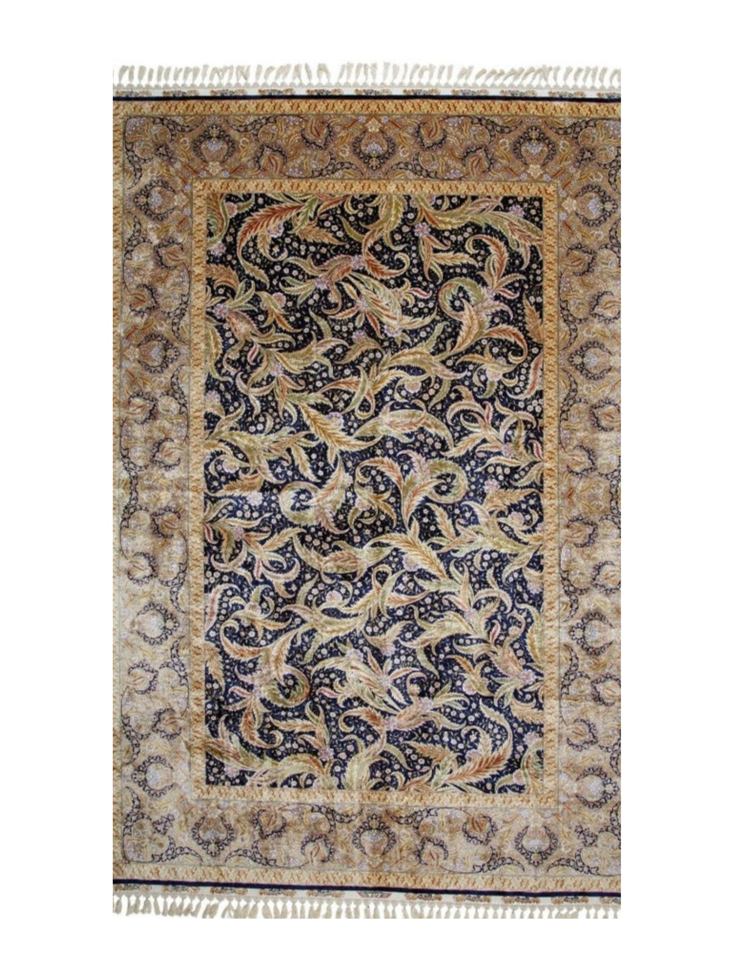 China Traditional Floral Silk Rug With Turkish Pattern And China Design