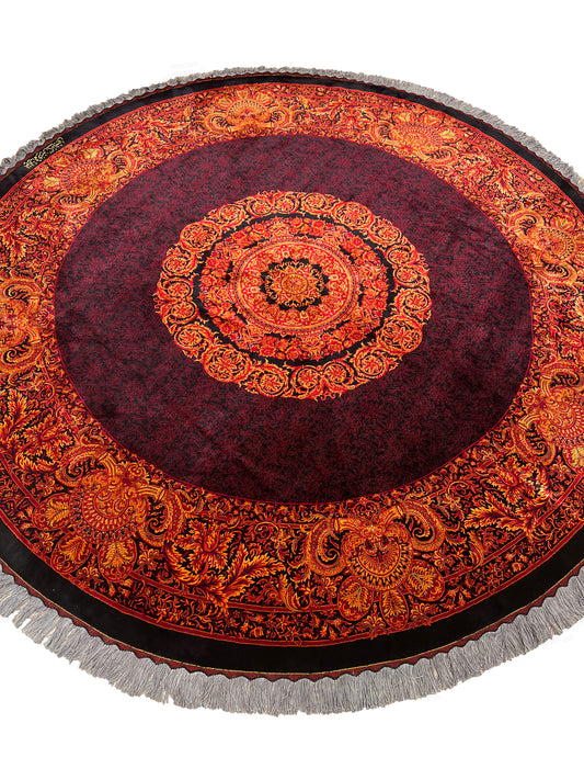Pure Silk Qom Round Persian Rug