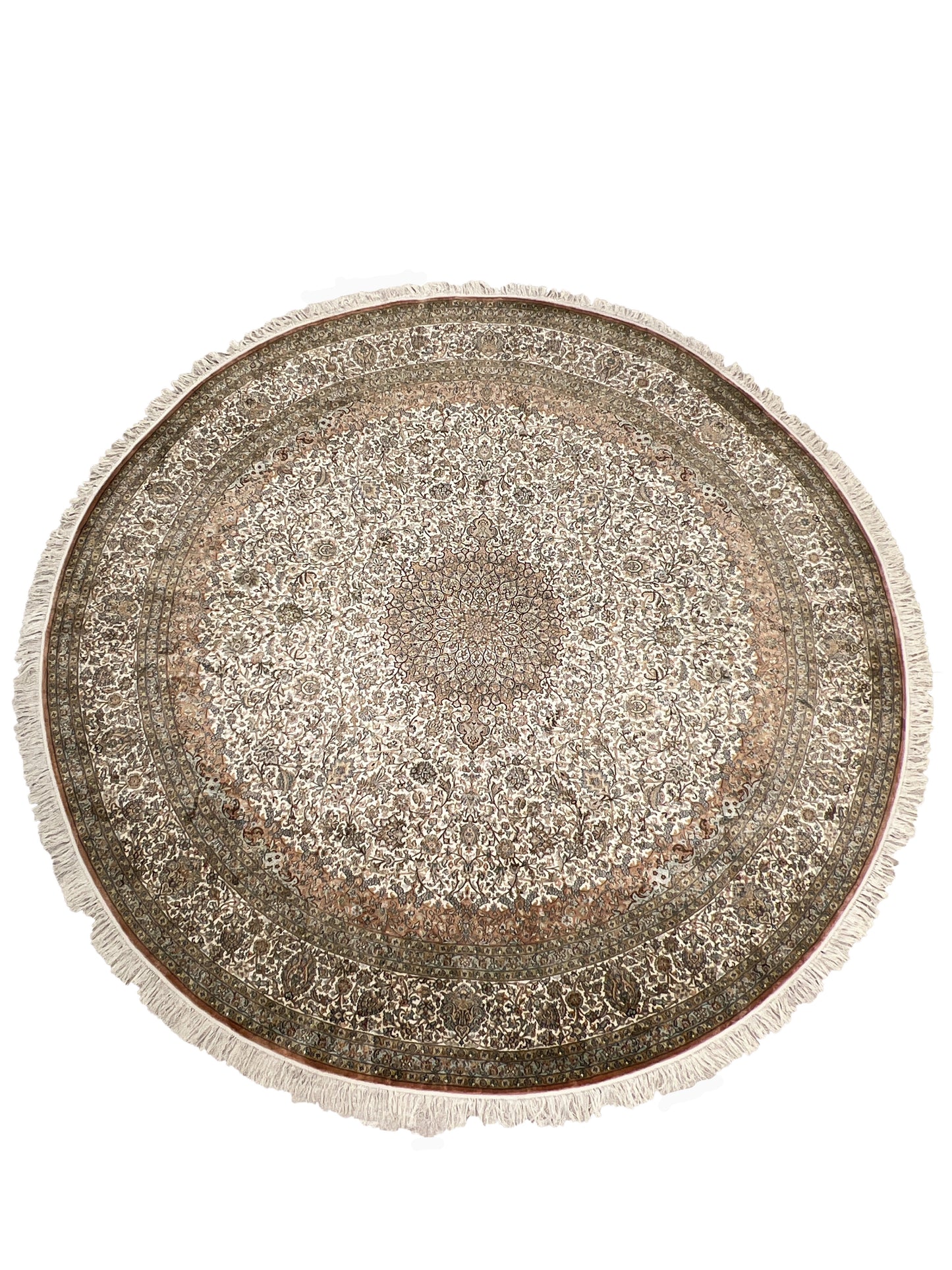 Indian Kashmir Traditional Pure Silk Handmade Round Rug product image #28885751693482