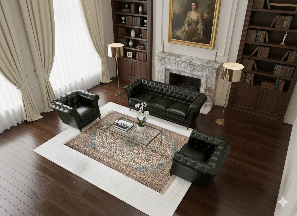 Green Leather 5-Pieces Living Room Sofa Set