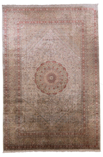 Traditional Silk On Silk China Rug With A Medallion Design-id2
