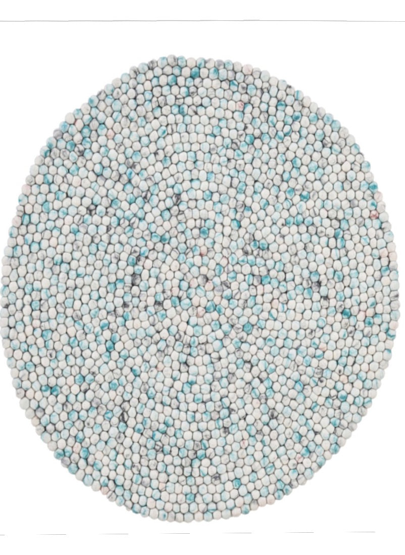 Modern felt Multicolor Blue Wool Rug