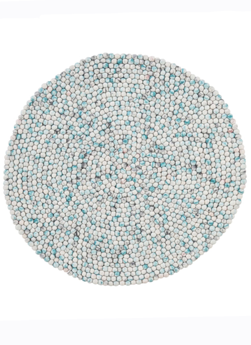 Modern felt Multicolor Blue Wool Rug