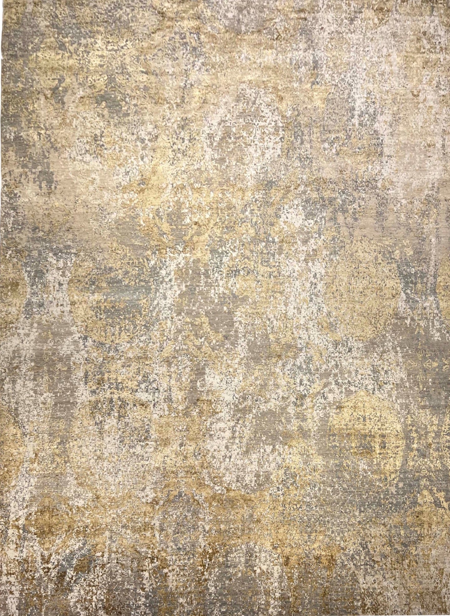 Indian Hand-Knotted Wool Silk Carpet