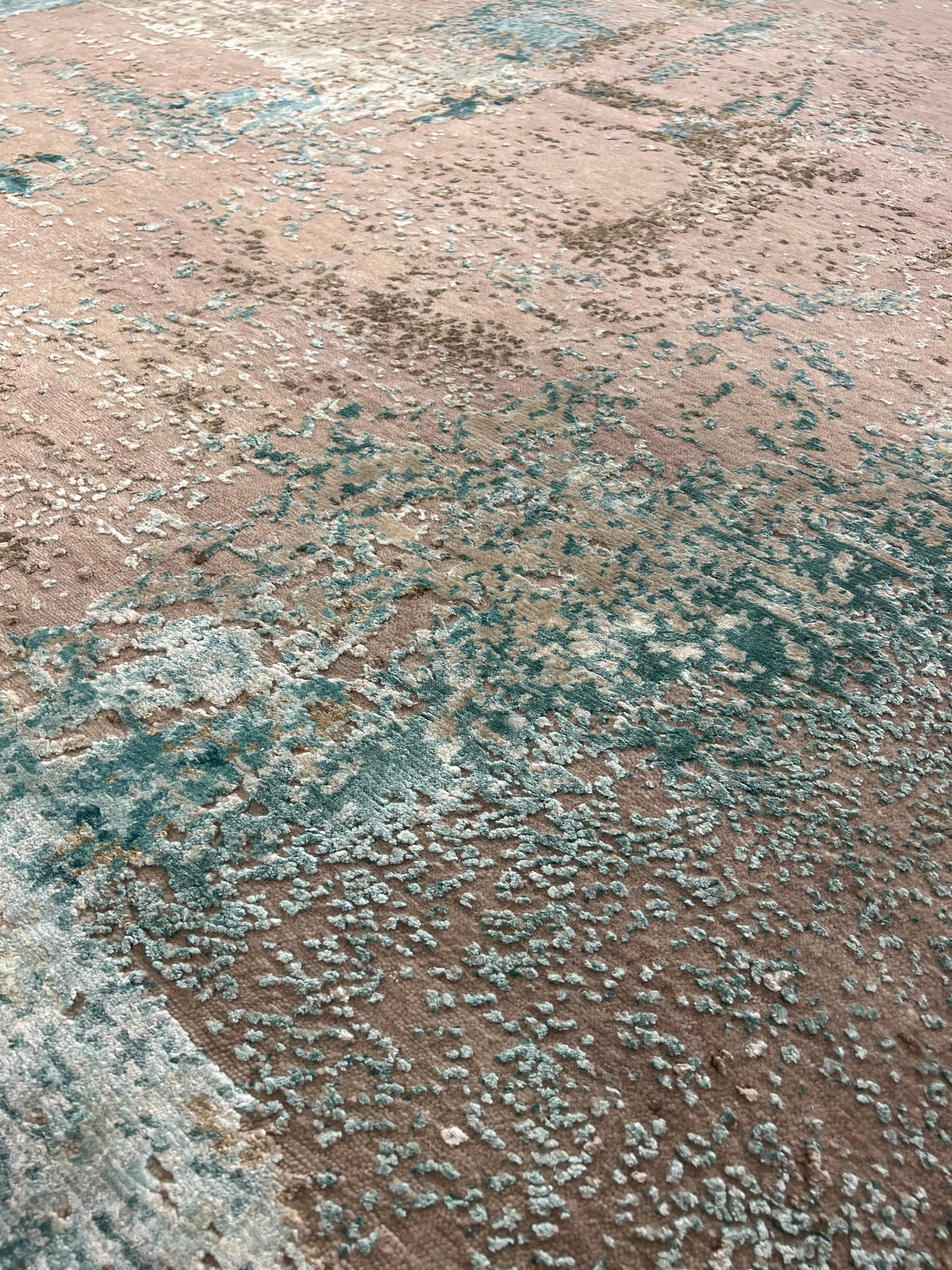 Hand-Knotted Indian Modern Wool Silk Rug