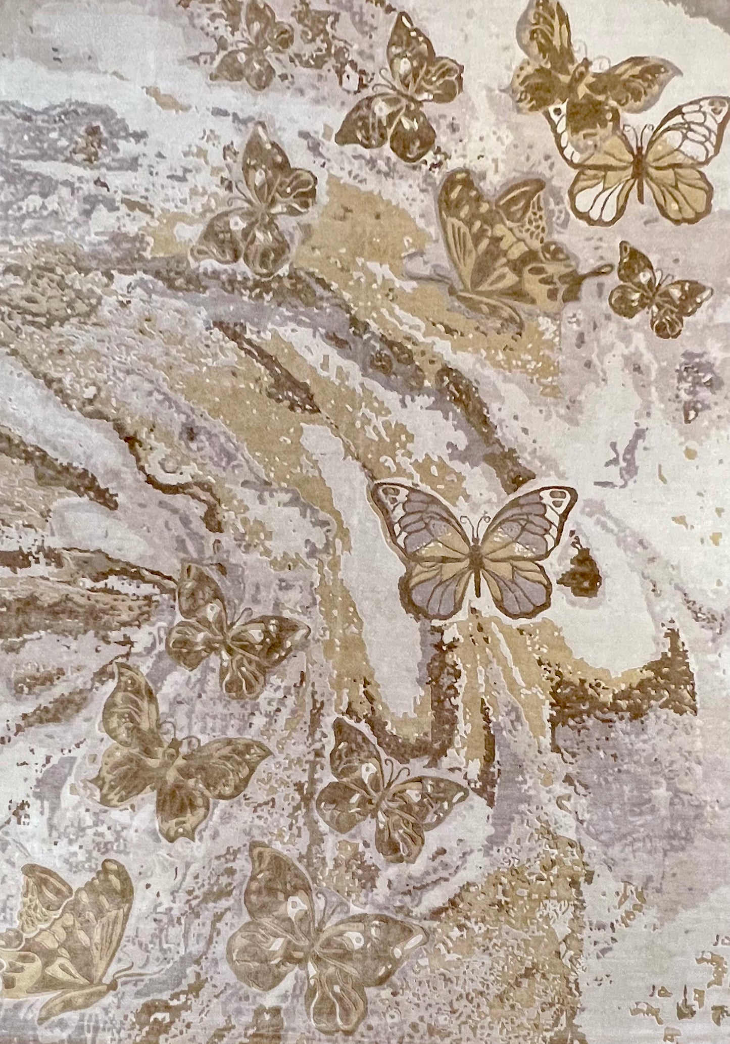 Nepal Modern Handmade Bamboo Silk Butterfly Rug Design #2
