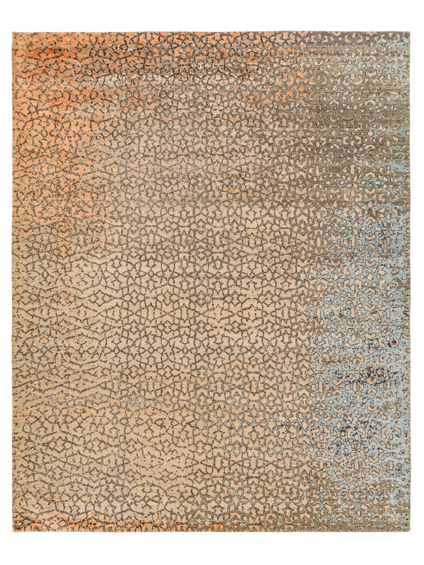 Modern Handmade Wool/Silk Rug Abstract Seamless Pattern